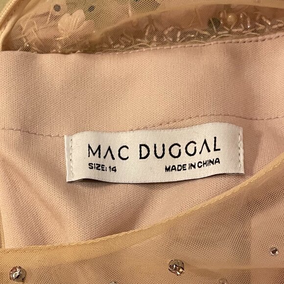 Mac Duggal Pink Embellished Lace Illusion Neck A-Line Gown, Size 14, Style #1186 - Picture 8 of 8